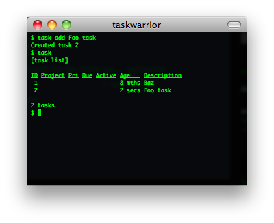 taskwarrior screenshot